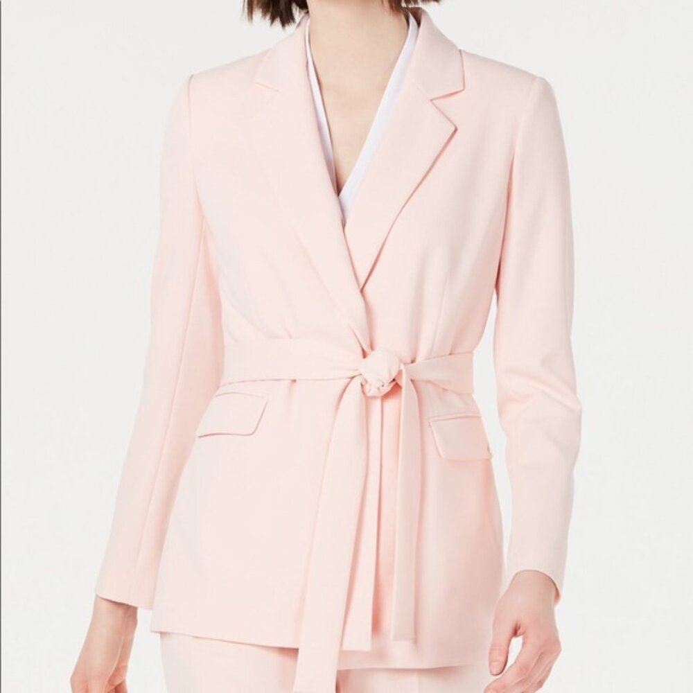 NWOT Calvin Klein Belted Blazer Pastel Rose Pink 2P